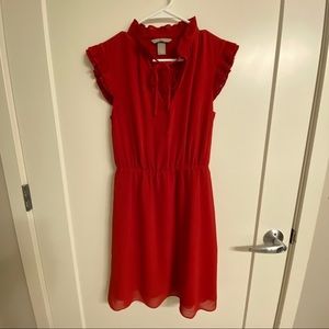 Red dress.